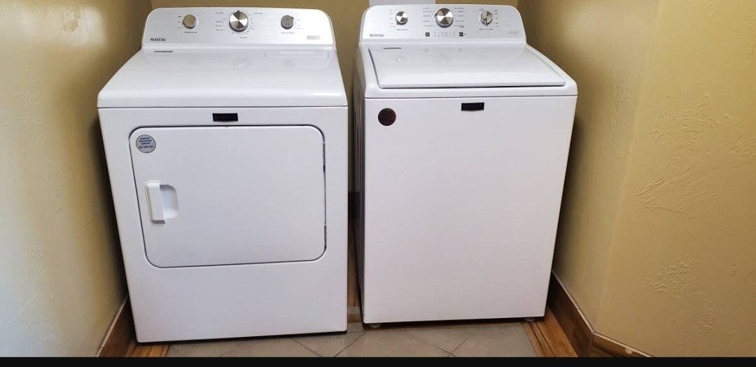 FreshSpin washer and dryer rental - side-by-side white machines